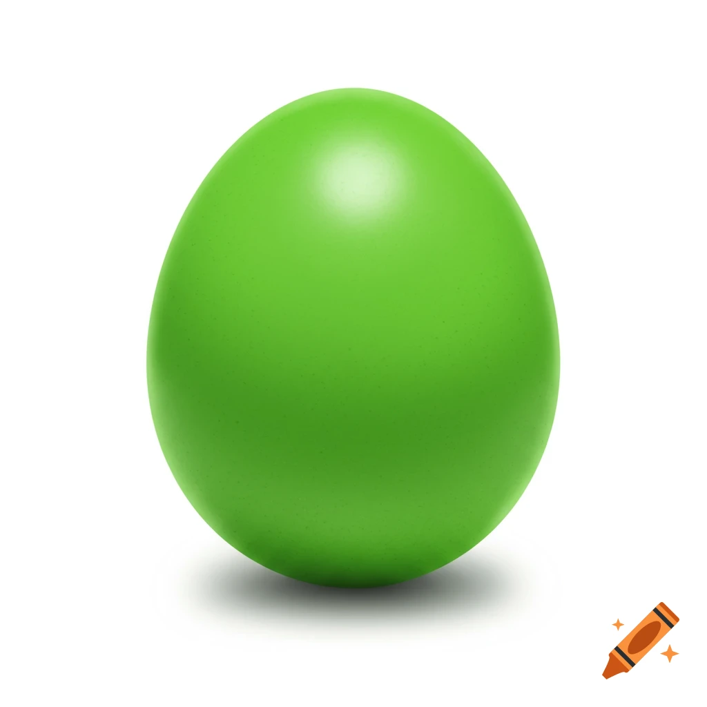 A green egg on a white background.