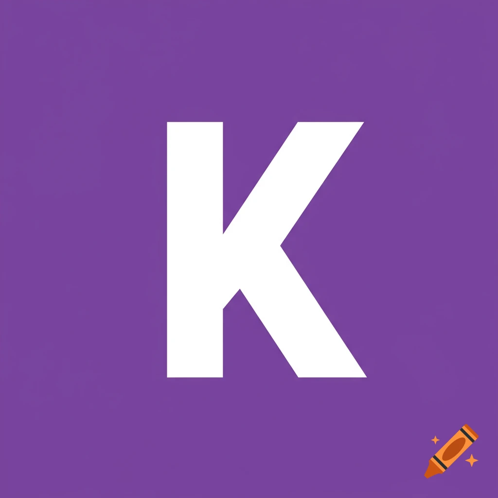 A white letter K on a purple background