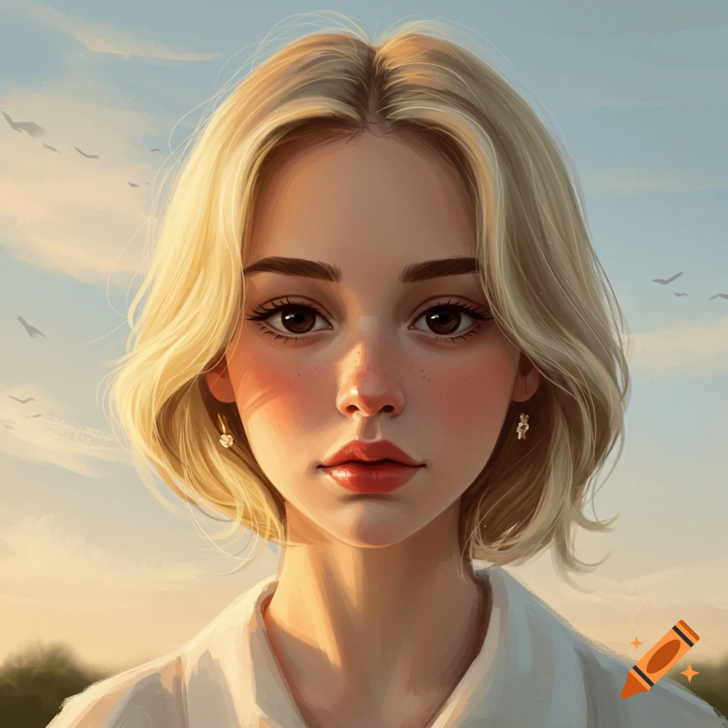 Portrait of a blonde woman outdoors