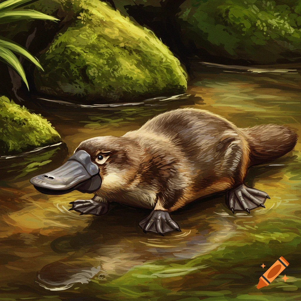 A platypus swimming in water.