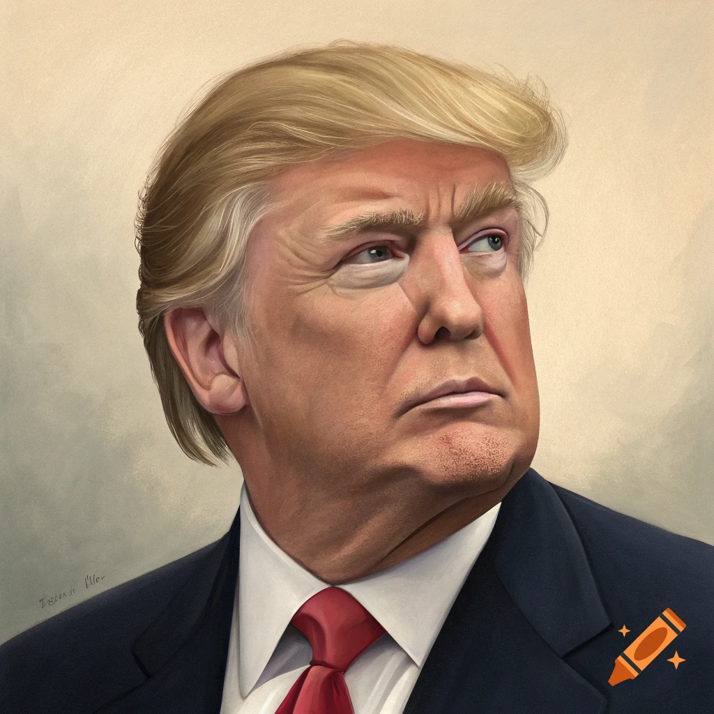 Caricature portrait of Donald Trump