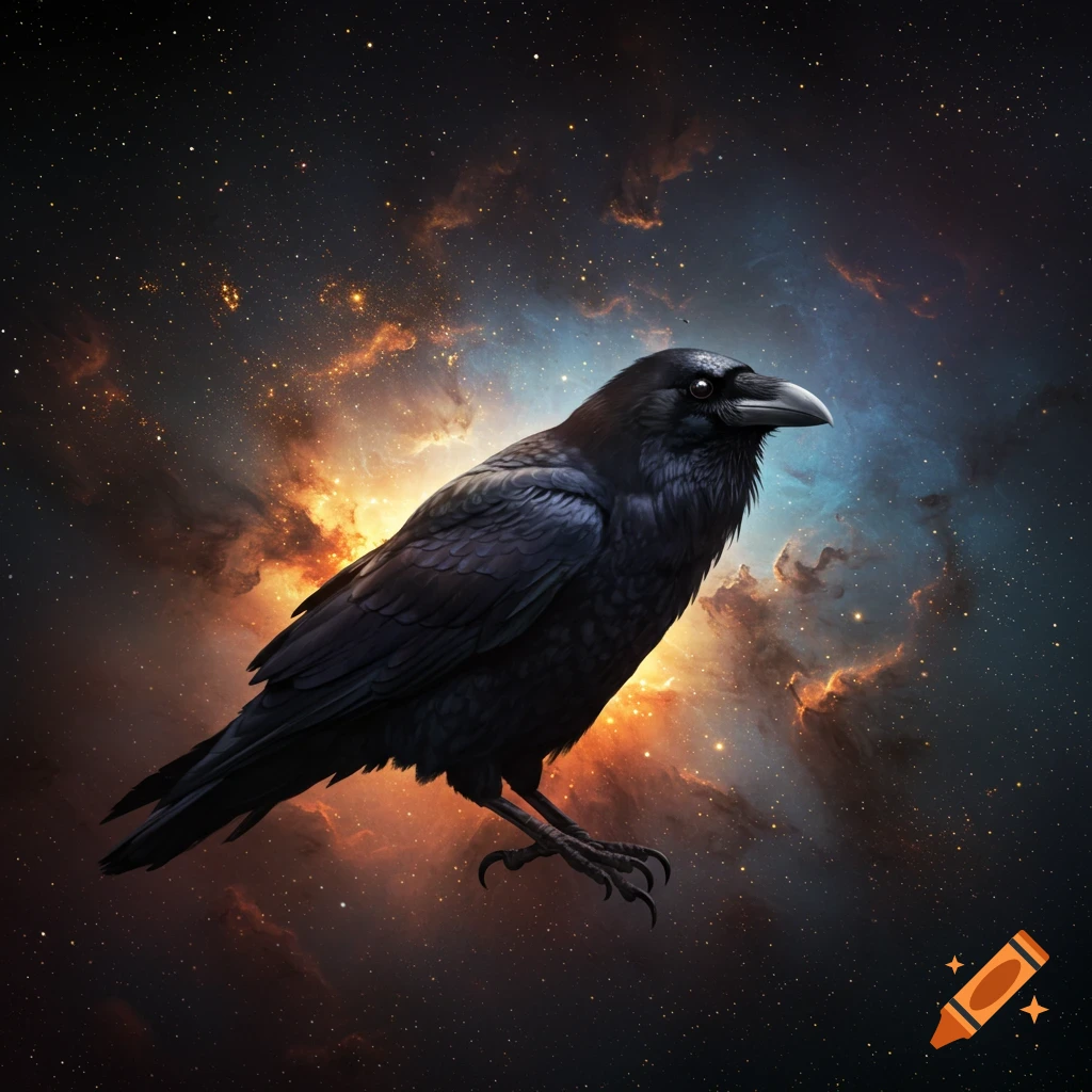 A raven in space.