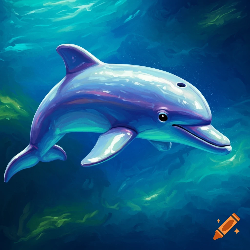 A dolphin swimming underwater.