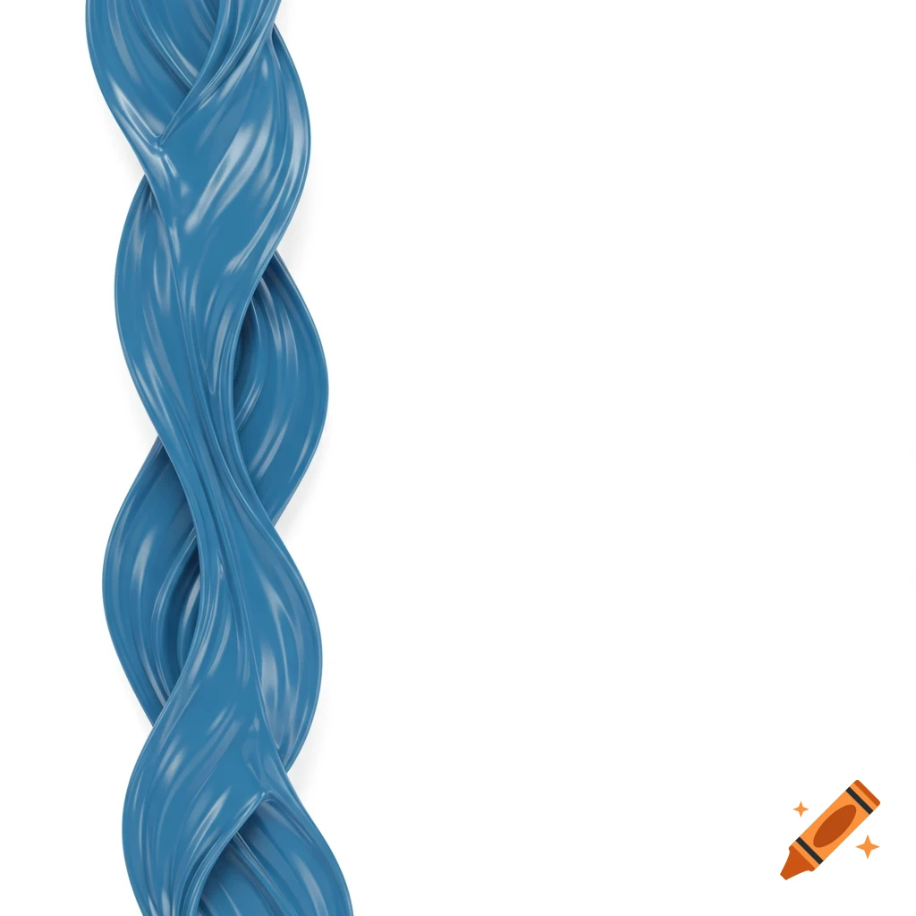 A glossy blue wavy abstract shape forms a vertical border on a white background.