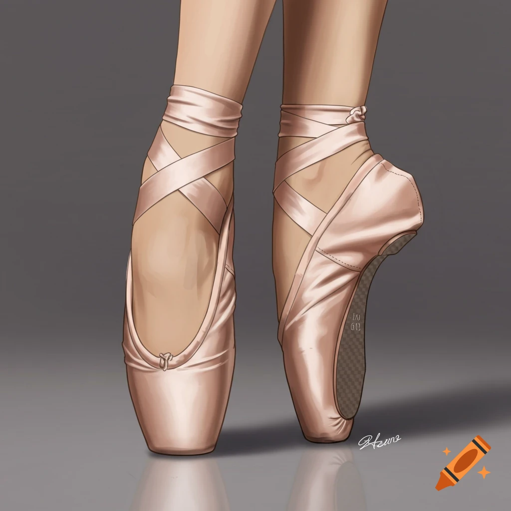 A dancer's feet in pink pointe shoes.