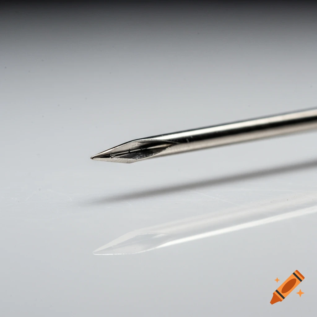 Close-up of a metal piercing needle tip