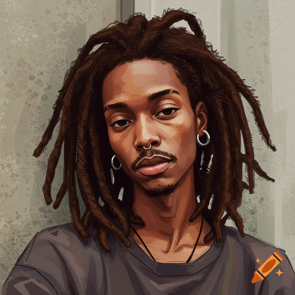 Portrait of a man with dreadlocks and piercings
