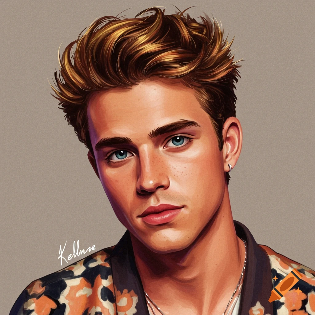 Portrait of a young man with blue eyes.