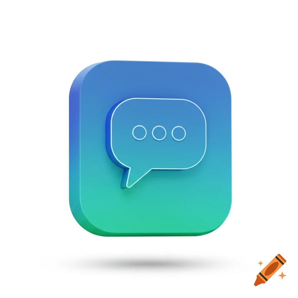 3D chat bubble icon on a blue and green gradient background