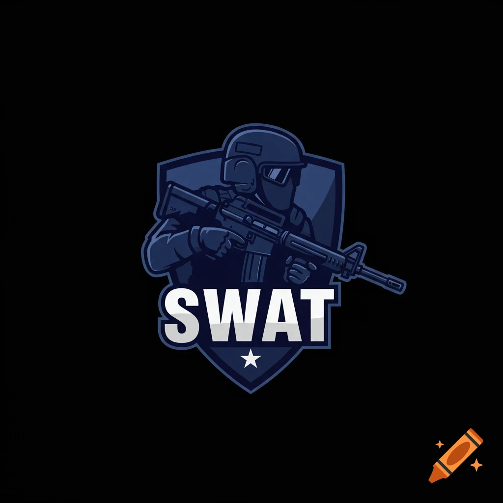 Stylized logo of a SWAT officer holding a rifle on a shield background with 'SWAT' text.