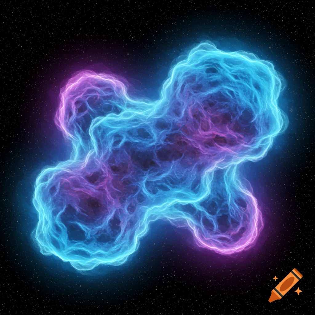 A blue and purple nebula in space