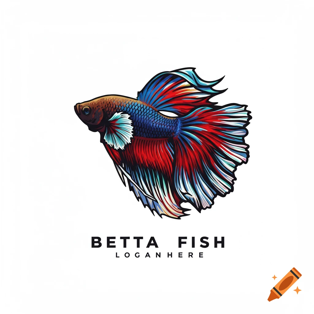 Stylized illustration of a colorful Betta fish logo