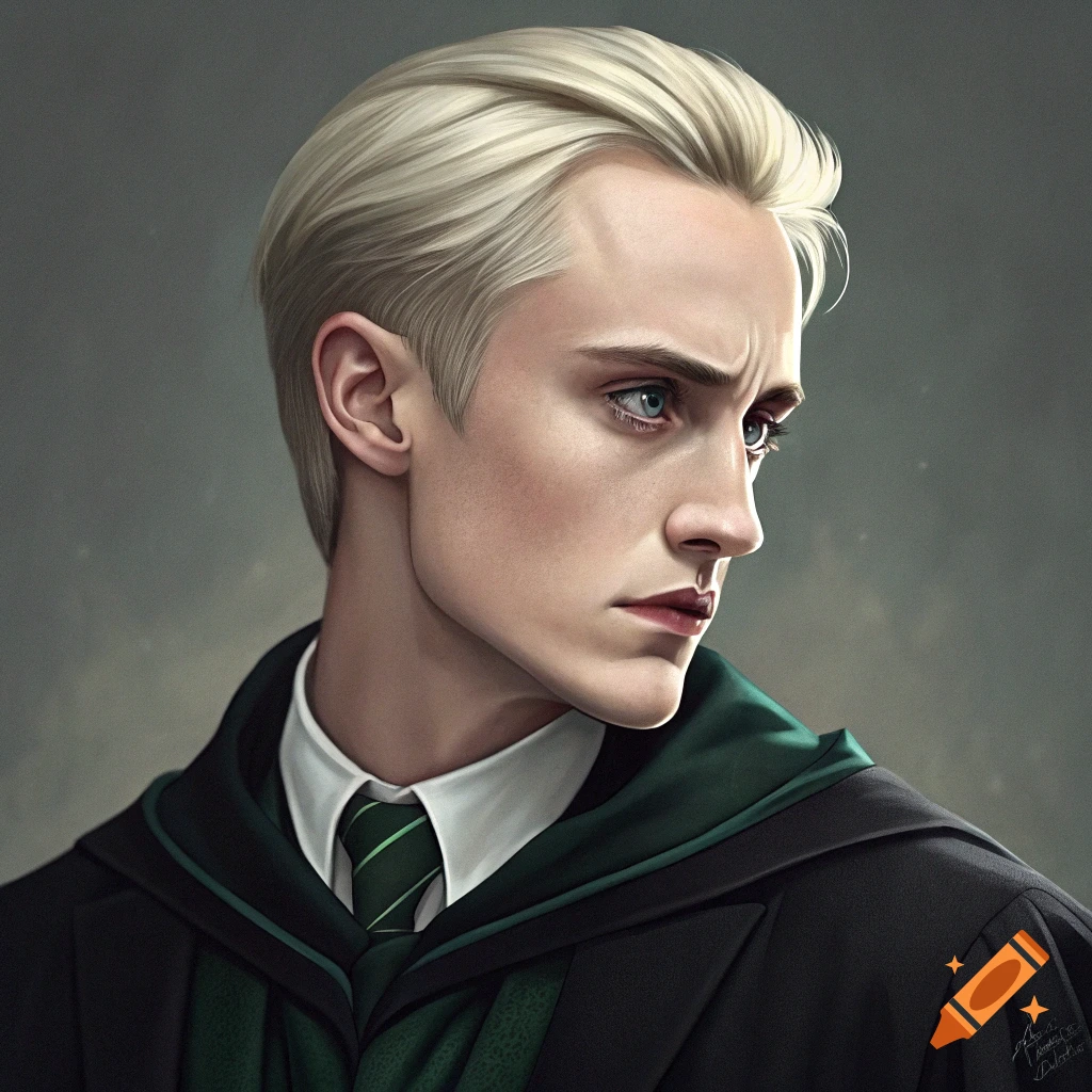 Portrait of a young man with blonde hair wearing a dark robe and green tie.