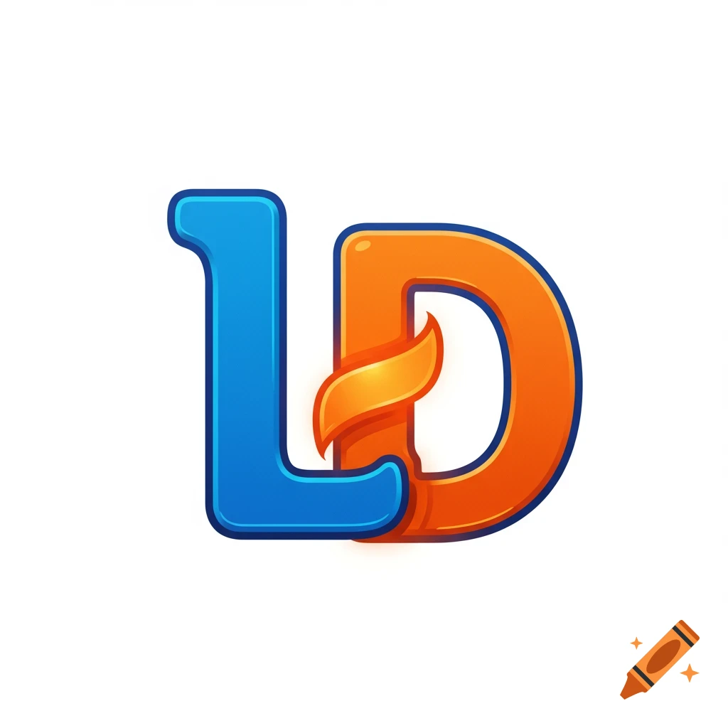 Logo with blue letter L and orange letter D intertwined