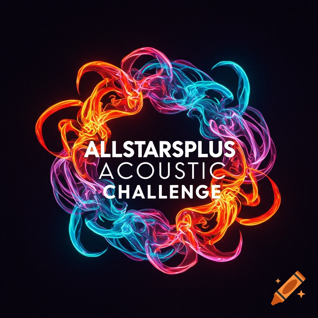 Abstract neon light shapes around the text 'ALLSTARSPLUS ACOUSTIC CHALLENGE'