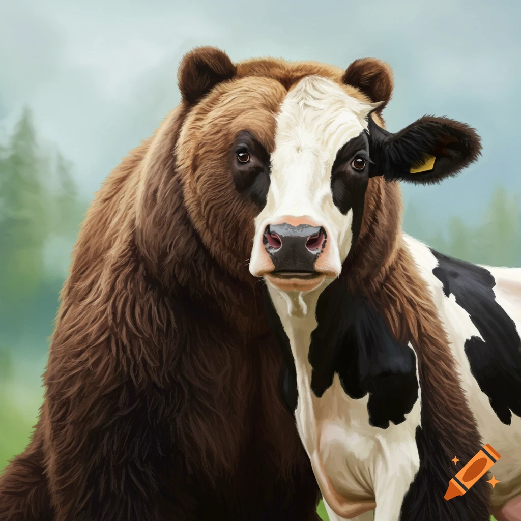 A creature that is half bear and half cow