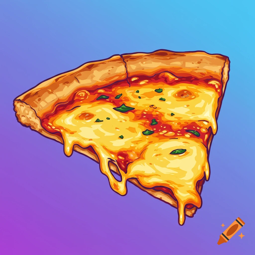 A slice of pizza with melting cheese