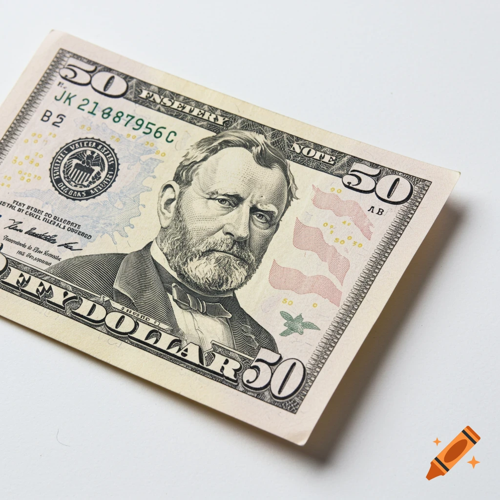 Close-up of a fifty dollar bill
