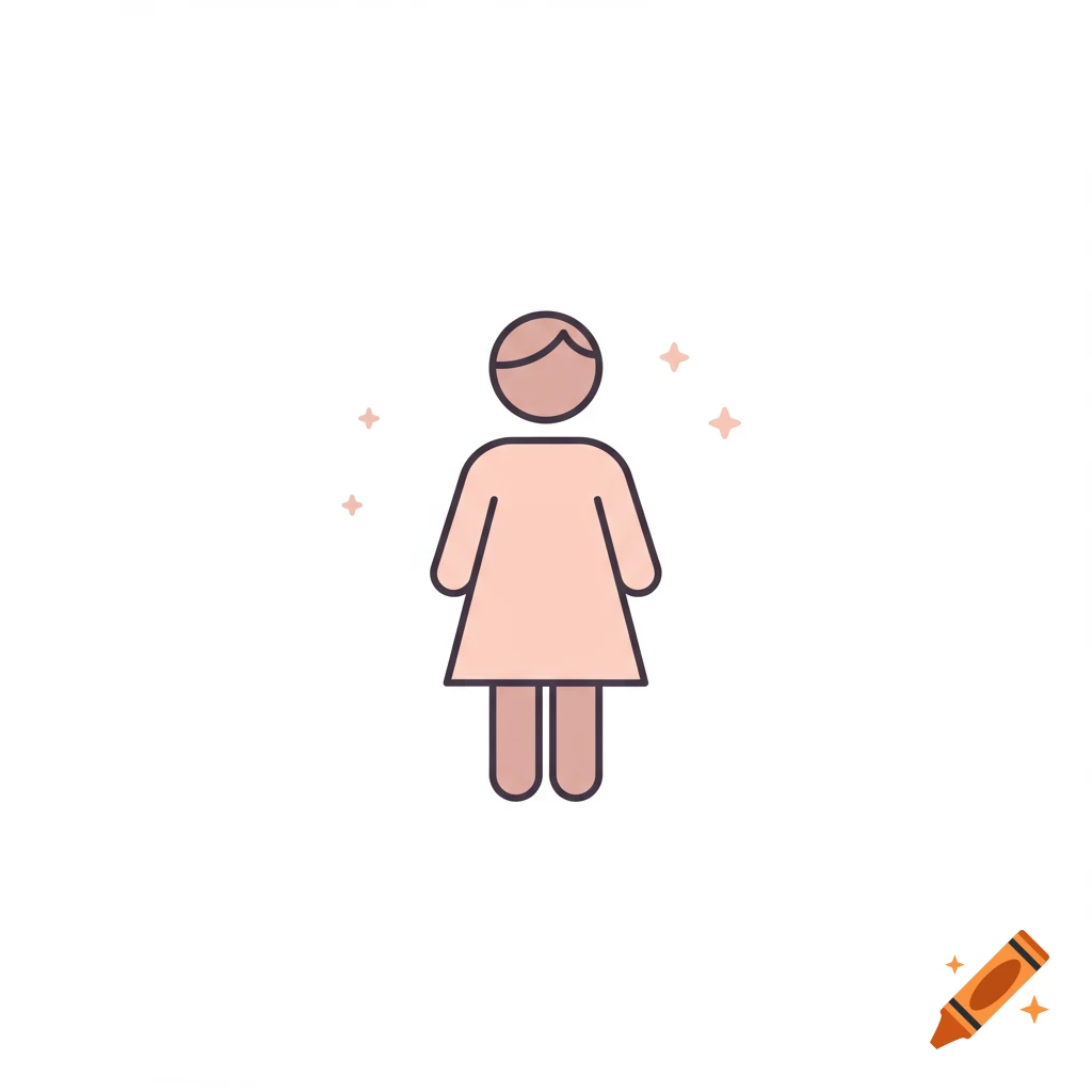 Simple icon of a person in a dress with sparkles