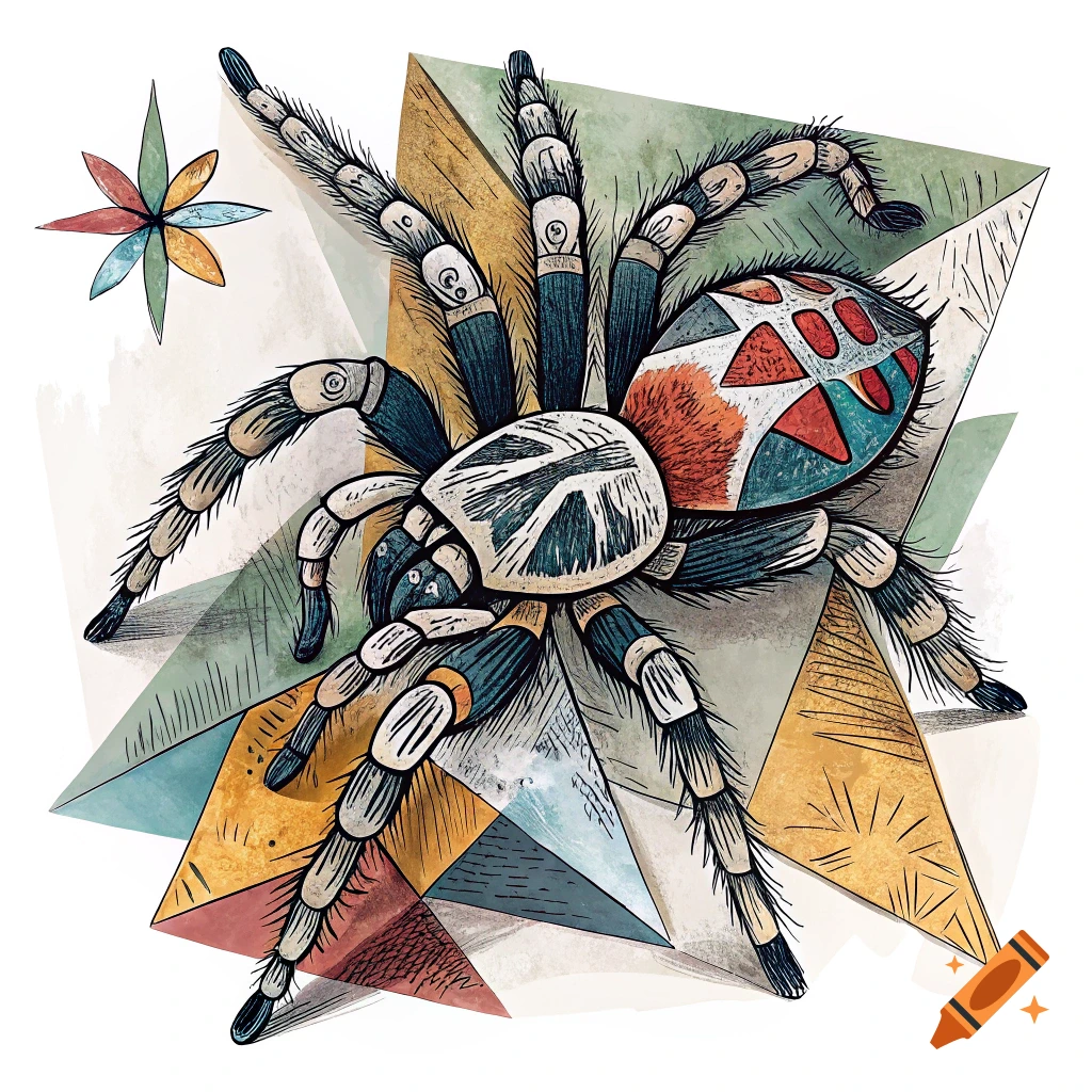 Stylized geometric illustration of a tarantula.
