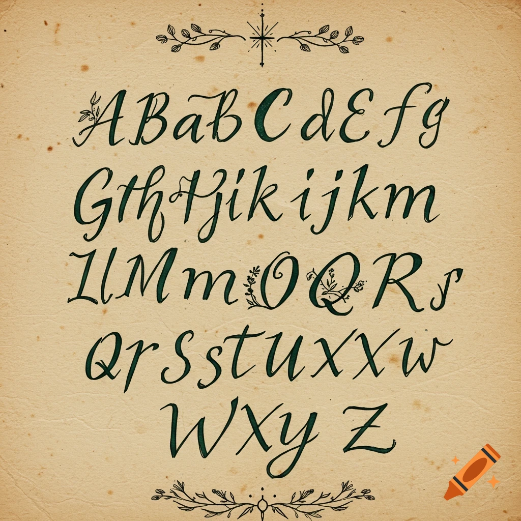 Rue Briar's handwritten alphabet in Gothic cottagecore script on old ...