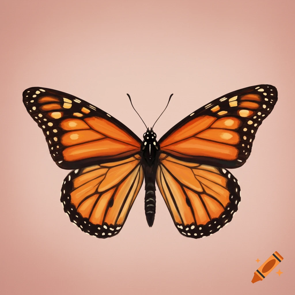 A monarch butterfly on a pink background