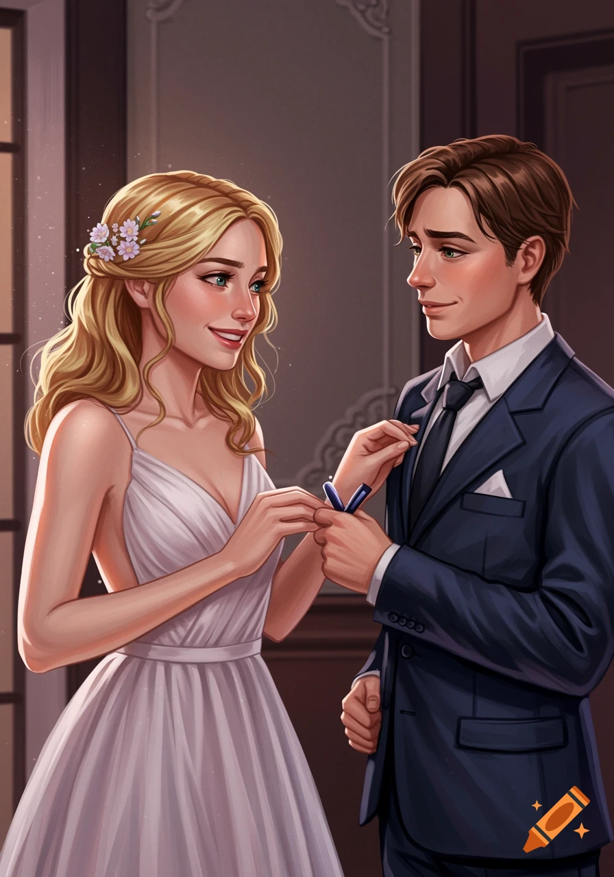 A couple in formal wear.