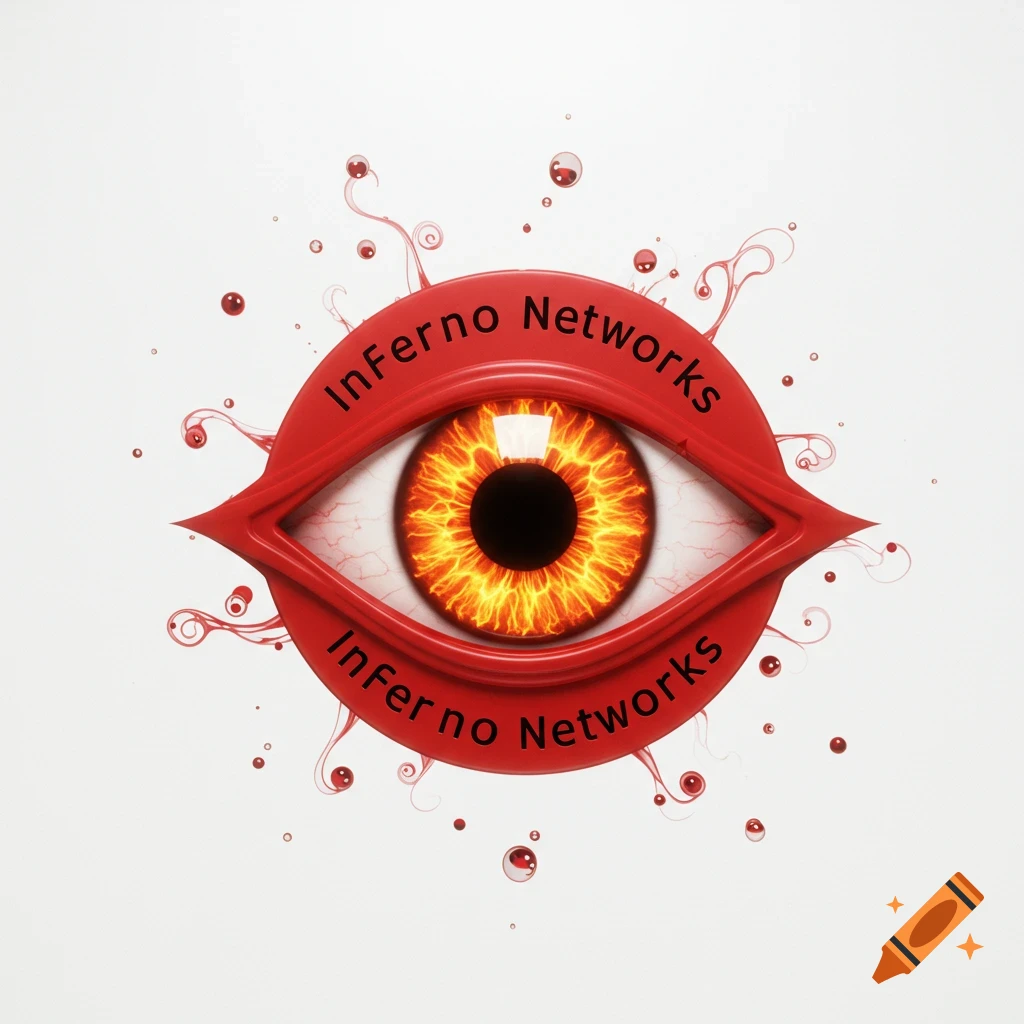Red eye logo with fiery iris and 'Inferno Networks' text