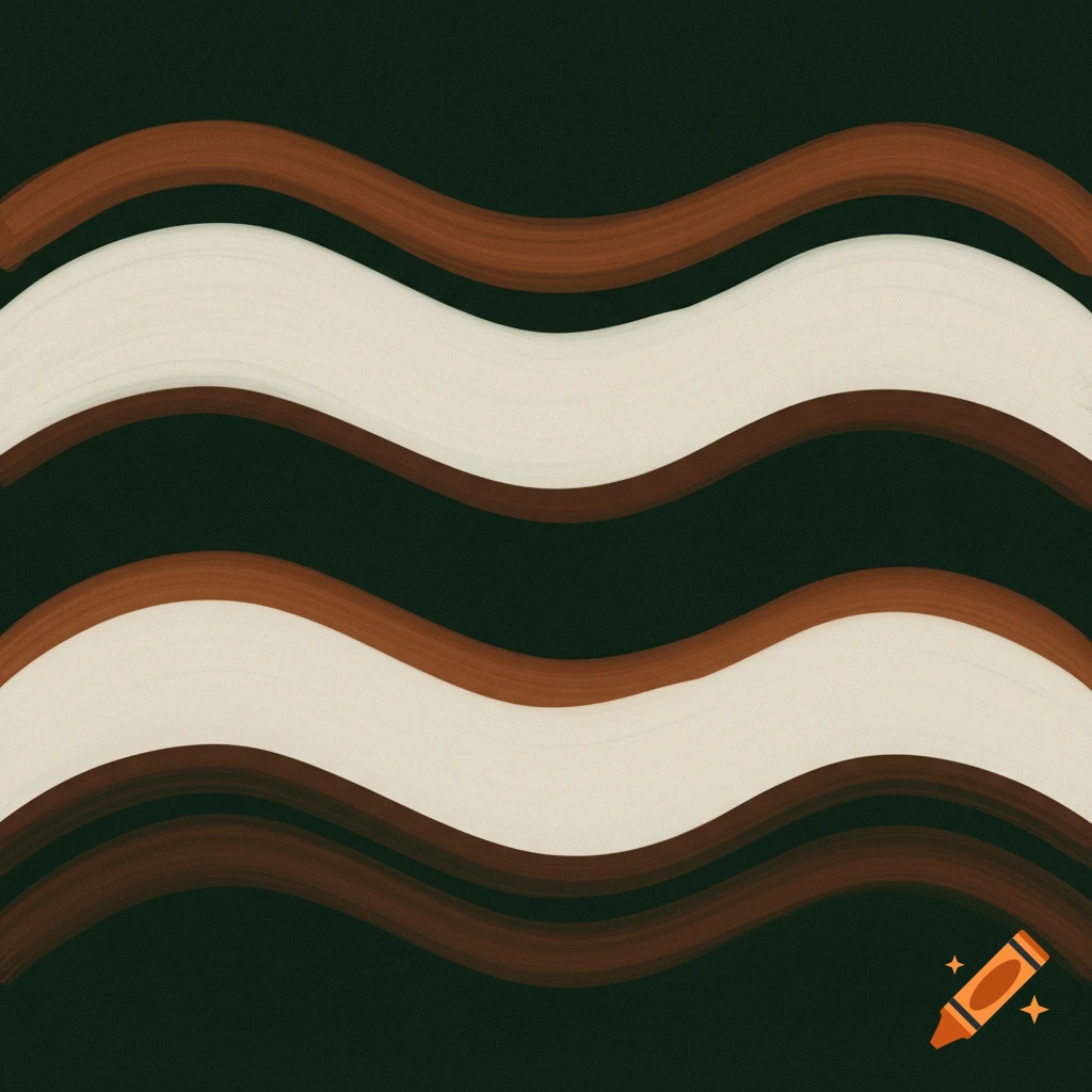 Wavy horizontal stripes in brown, off-white, and dark green
