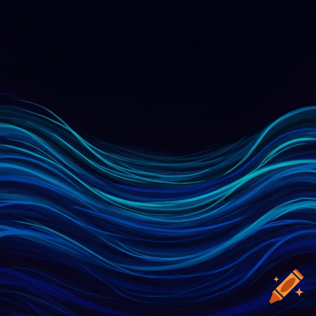 Abstract blue wavy lines on a dark background.