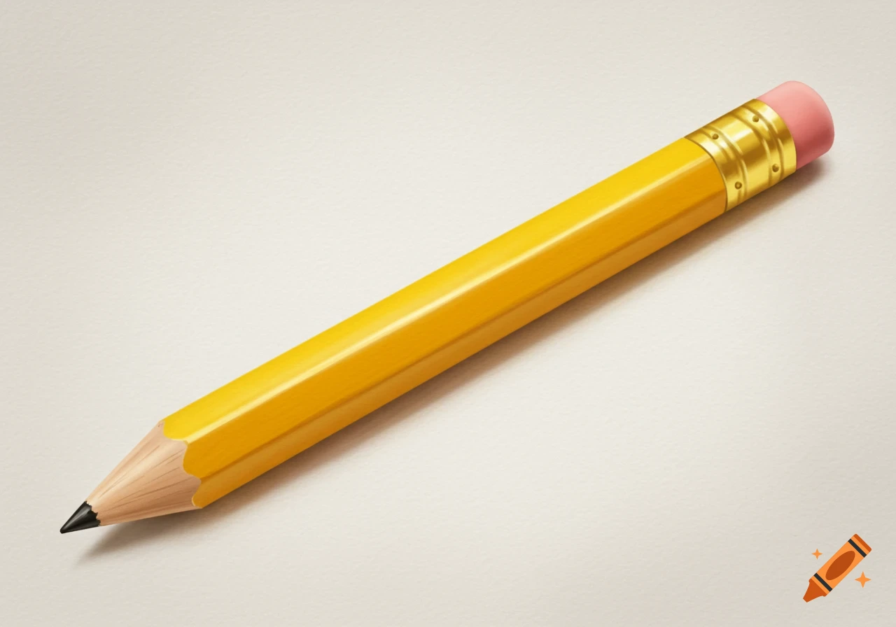 Yellow pencil with pink eraser on a surface