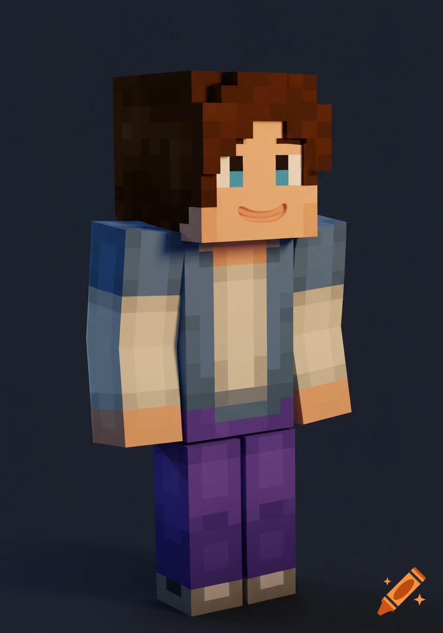 A 3D render of a blocky Minecraft character.