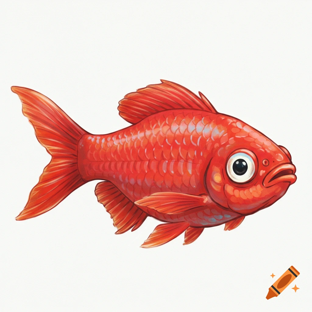 a red fish on a white background