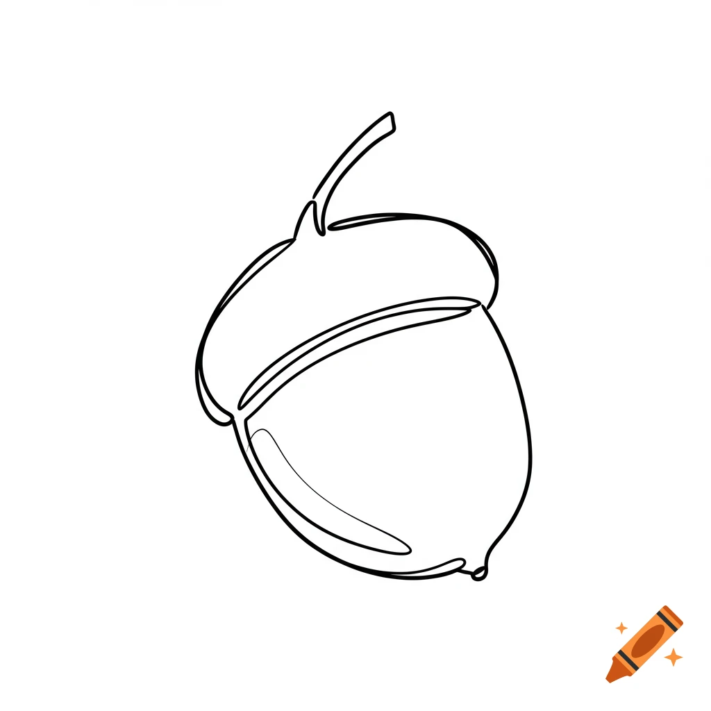 A simple line drawing of an acorn.