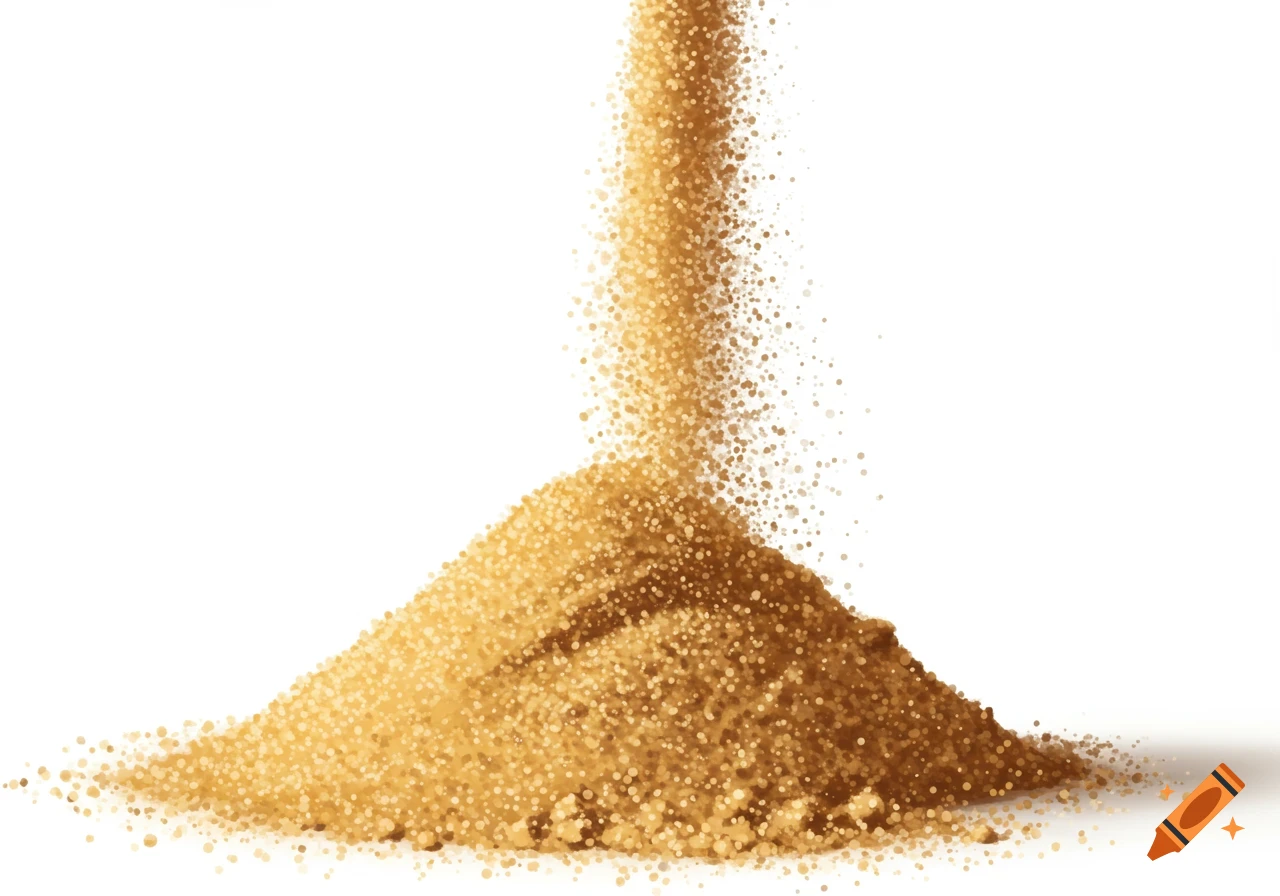 A pile of brown sugar with more sugar pouring from above