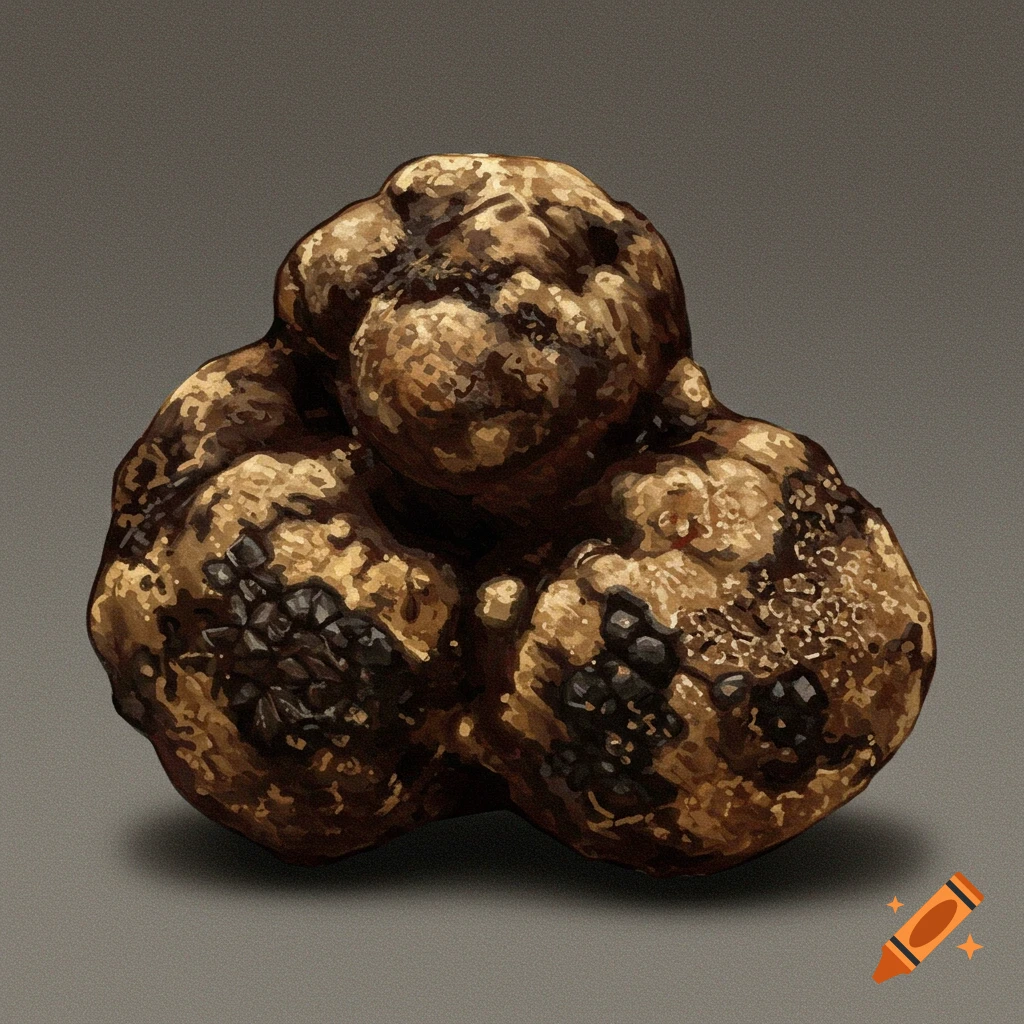 A truffle on a grey background.