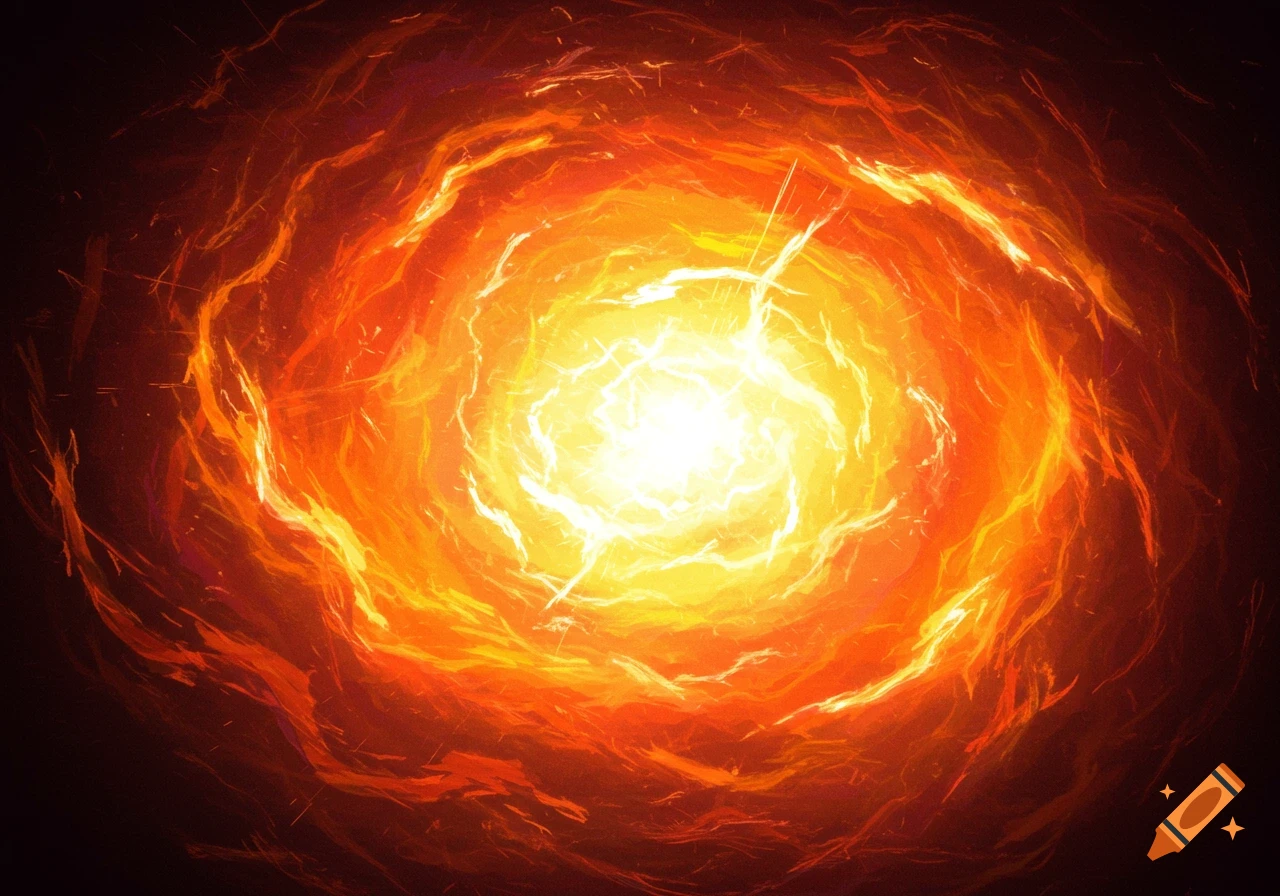 Abstract swirling orange and yellow light representing heat