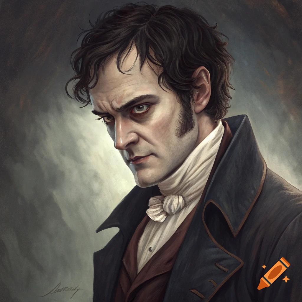 Portrait of a man in historical clothing with a stern expression.