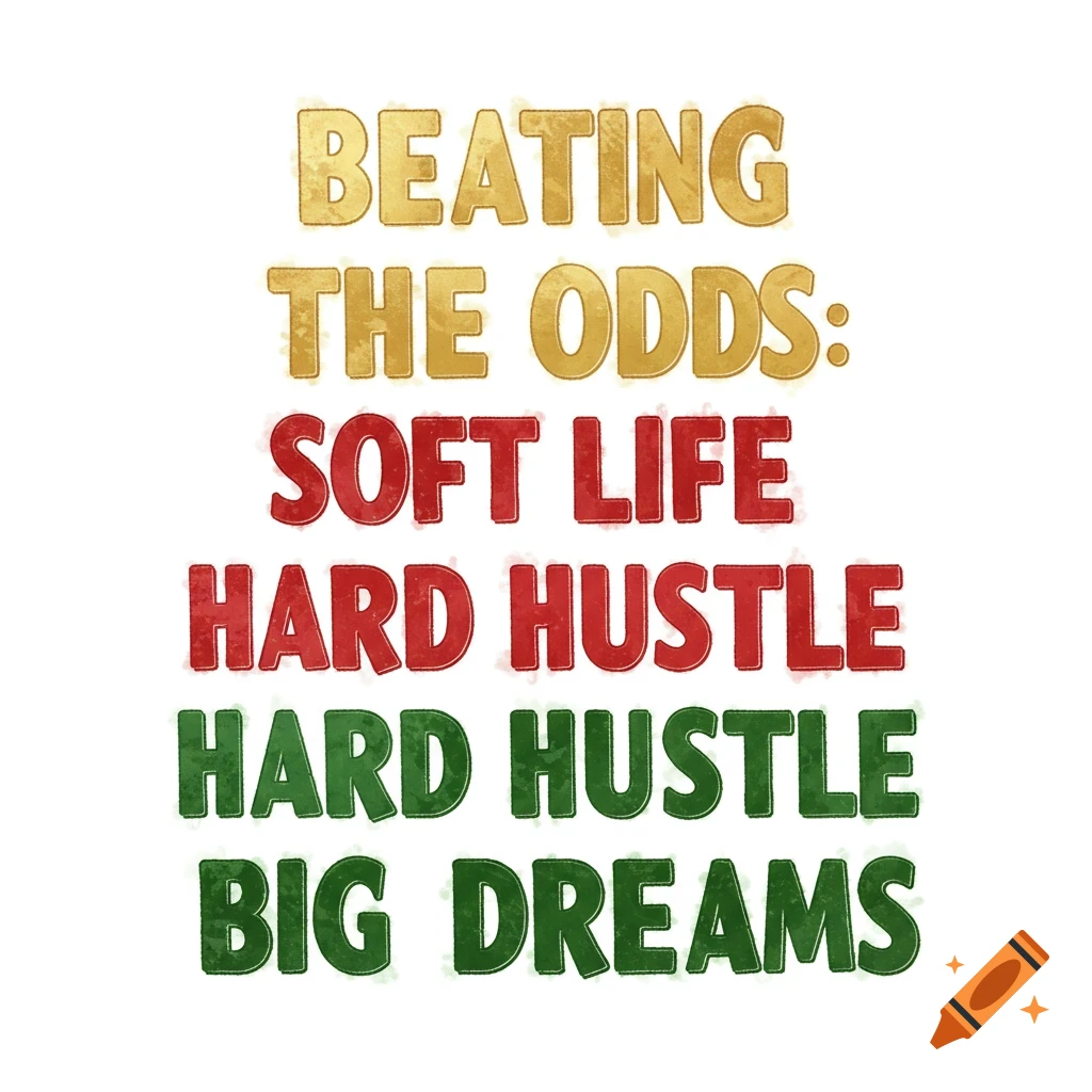 Motivational quote typography on white background with gold, red, and green text