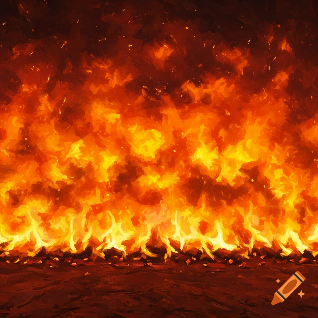 A raging wall of fire.