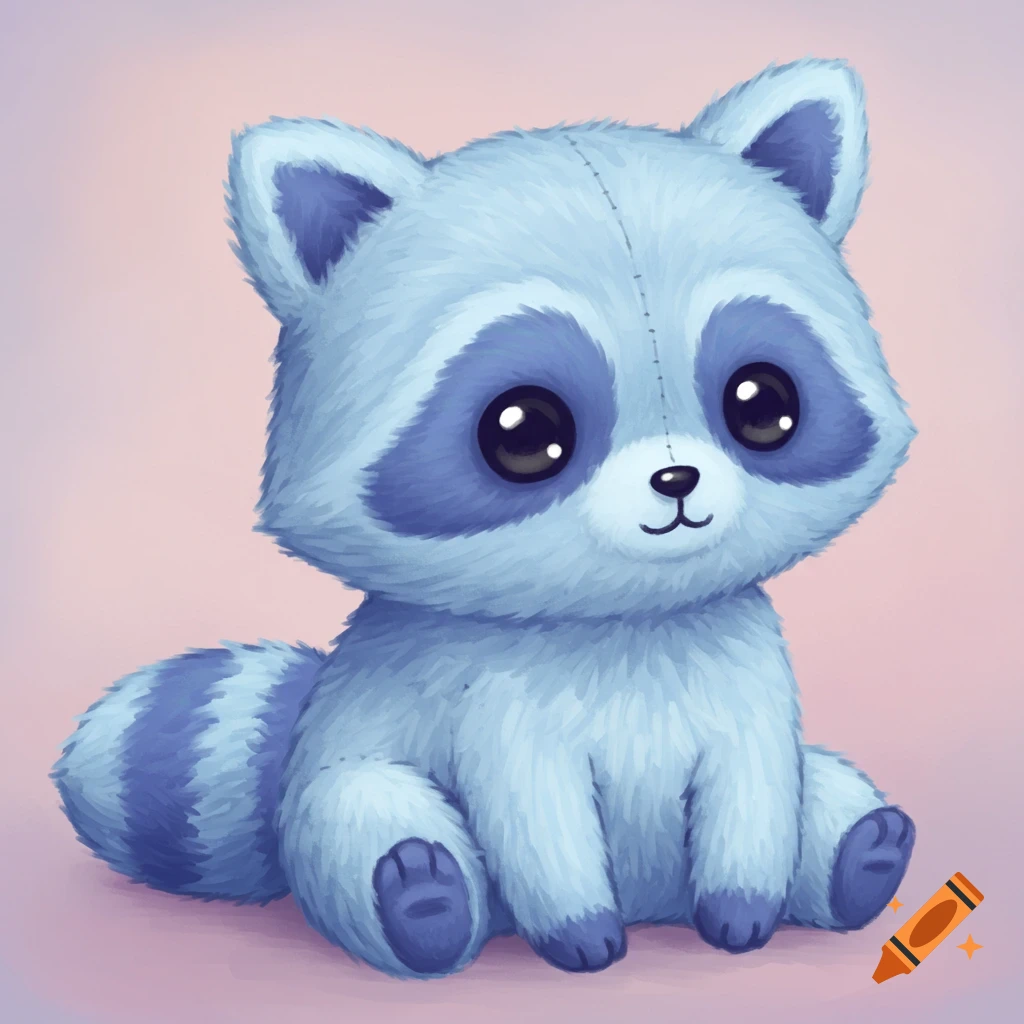 A cute blue raccoon stuffed animal