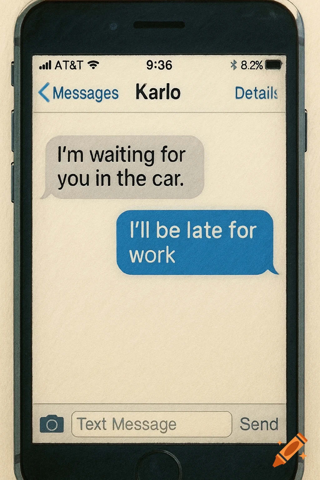A phone screen displaying text messages. on Craiyon
