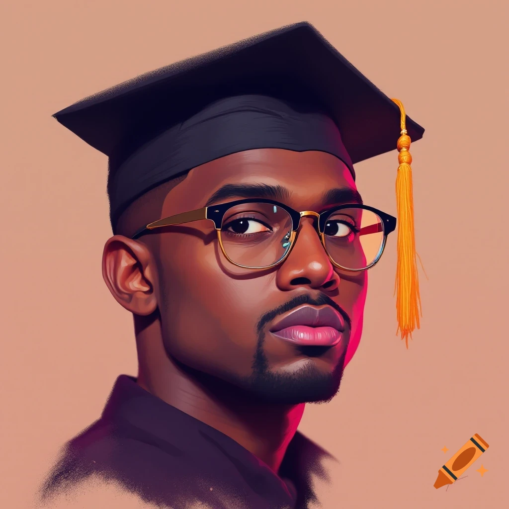 A person wearing a graduation cap and glasses.