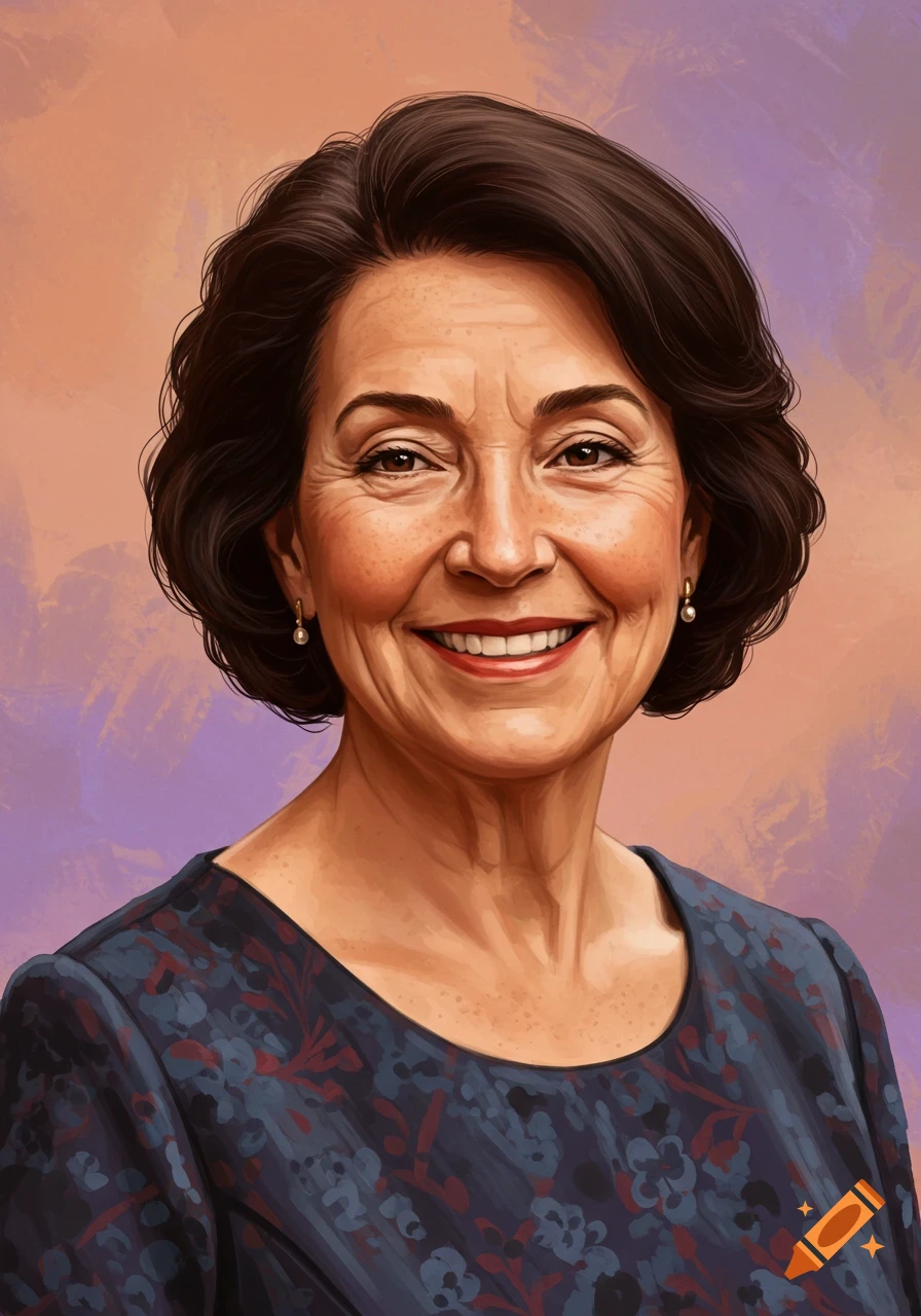 An older woman is smiling