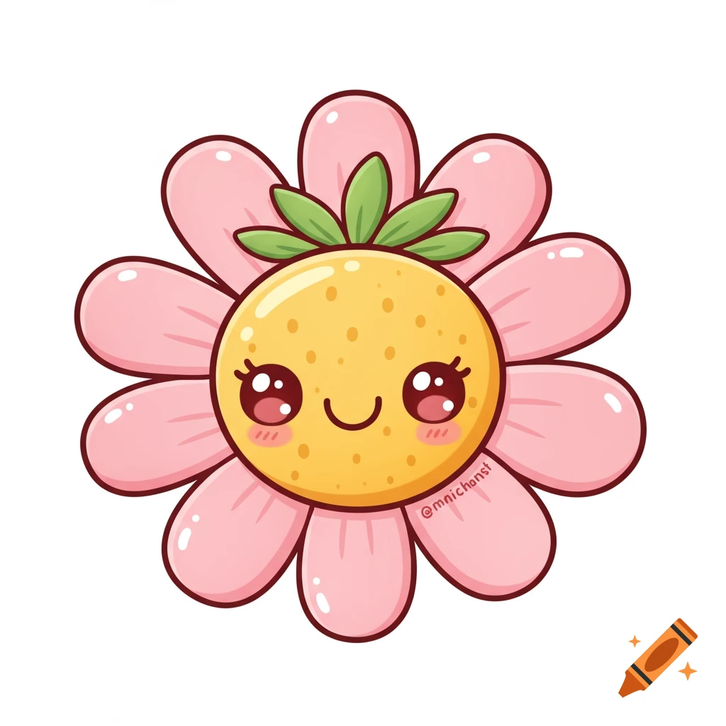 A cute kawaii cartoon flower.