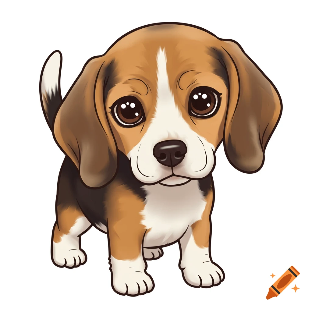 A cute cartoon beagle puppy illustration