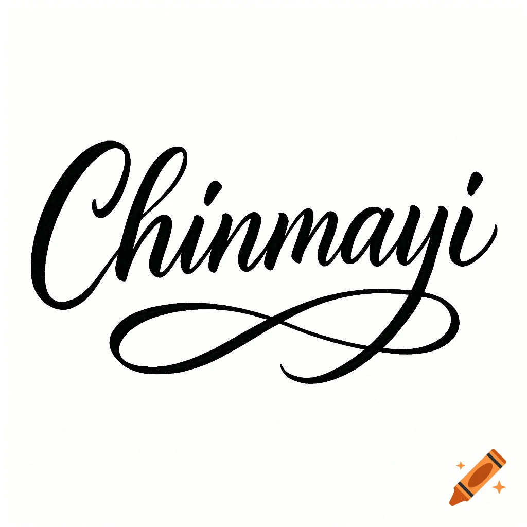 The name Chinmayi written in black script calligraphy on a white background.