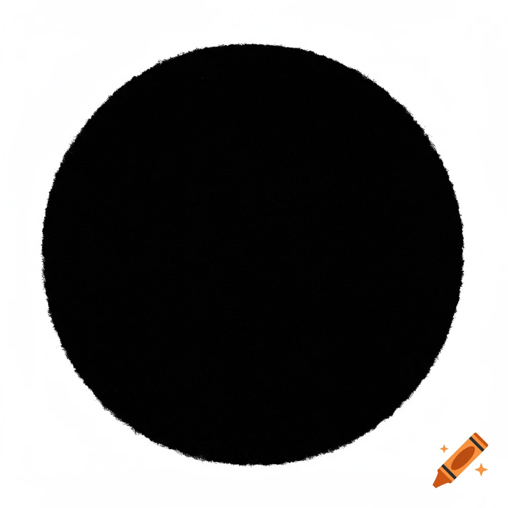 A black circle on a white background.