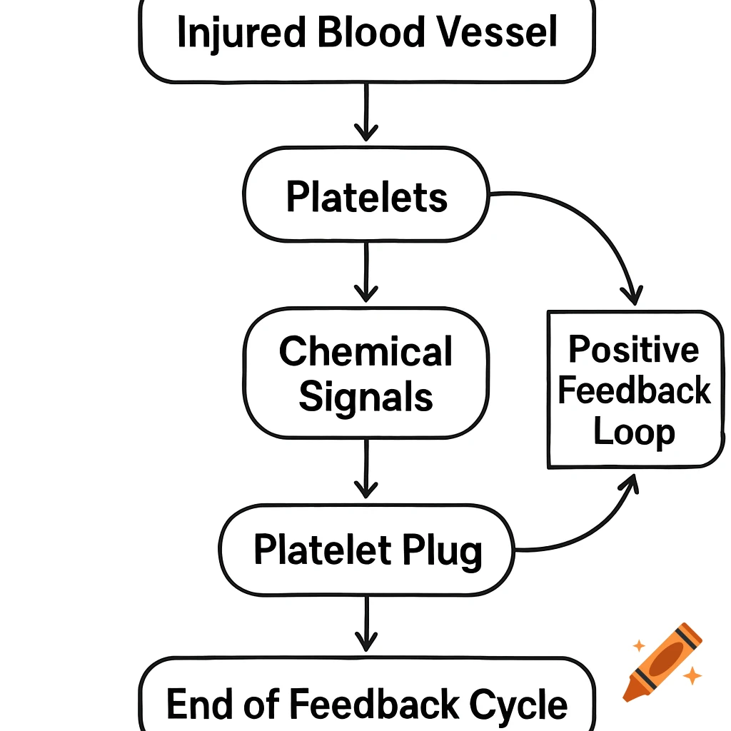 Flowchart showing the blood clotting process