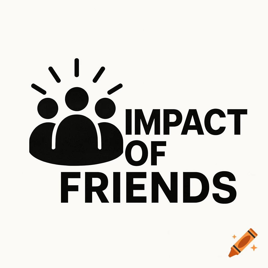 A simple logo with an icon of three silhouetted people and the text "IMPACT OF FRIENDS".